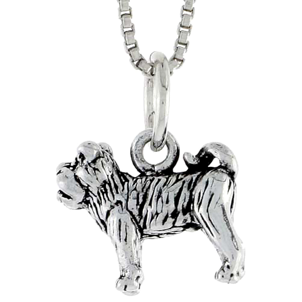 Sterling Silver Bulldog Charm, 1/2" wide