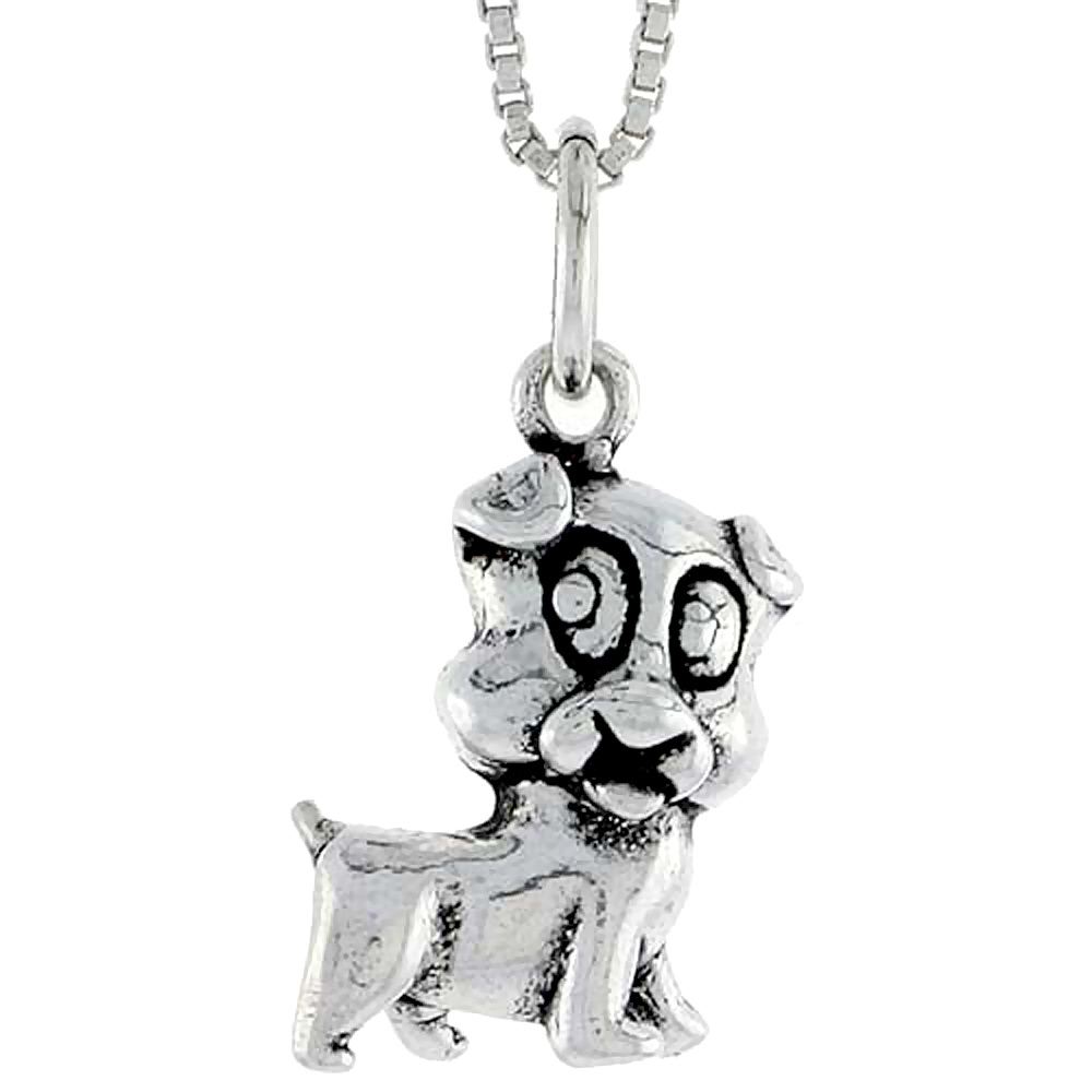 Sterling Silver Dog Charm, 1/2 inch tall