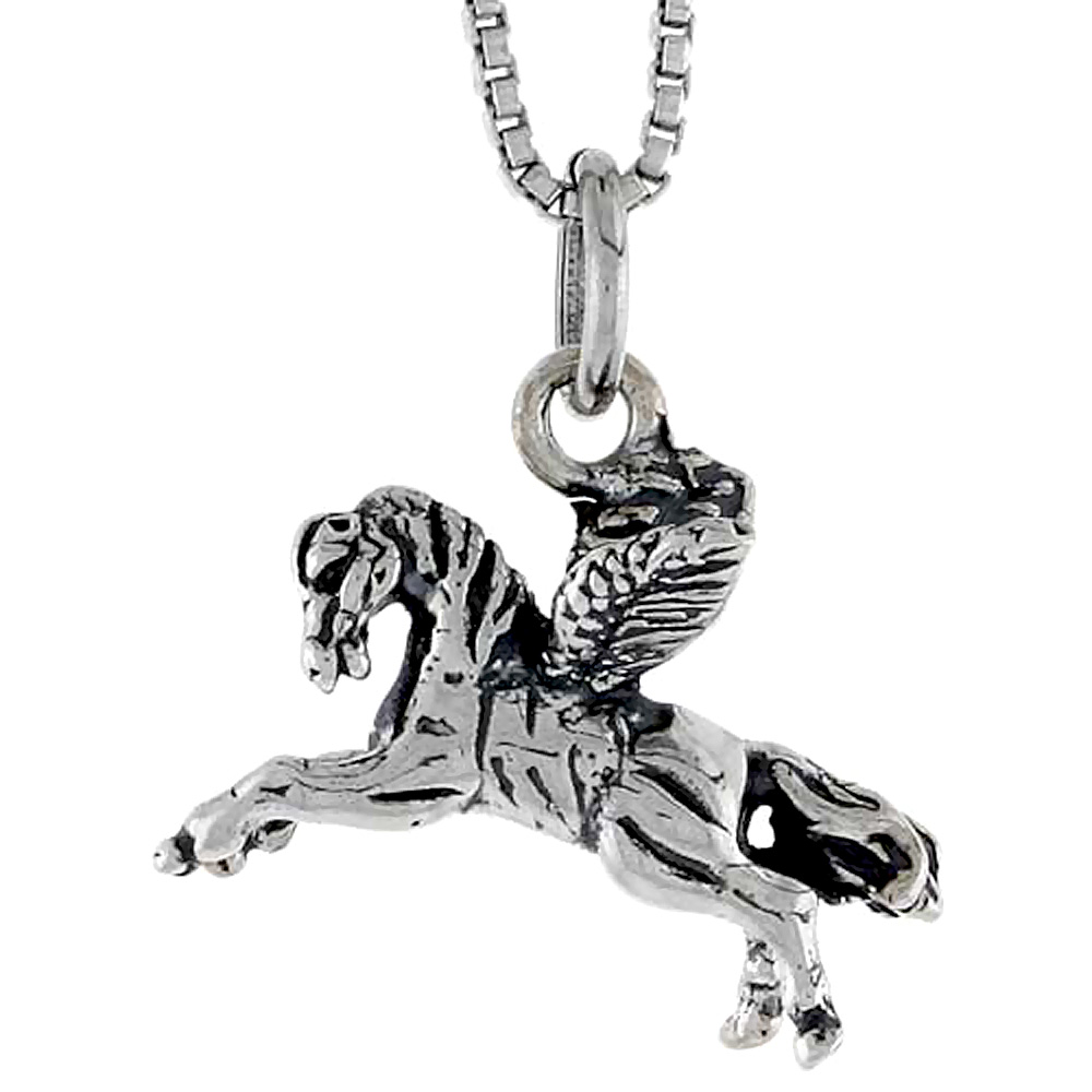 Sterling Silver Pegasus Charm, 3/4 inch wide