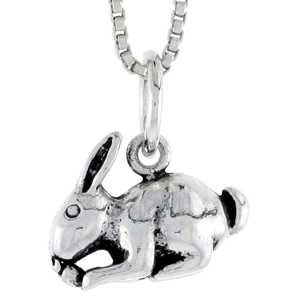 Sterling Silver Rabbit Charm, 1/2 inch wide