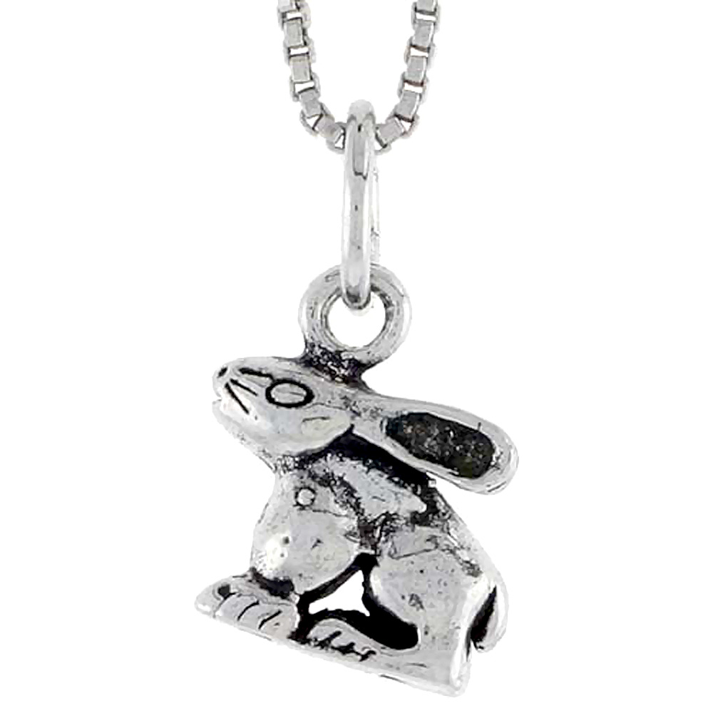 Sterling Silver Rabbit Charm, 3/8 inch tall