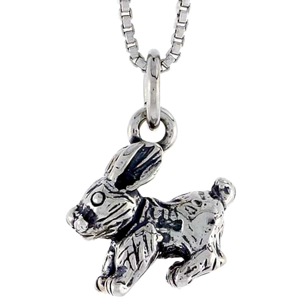 Sterling Silver Rabbit Charm, 1/2 inch wide