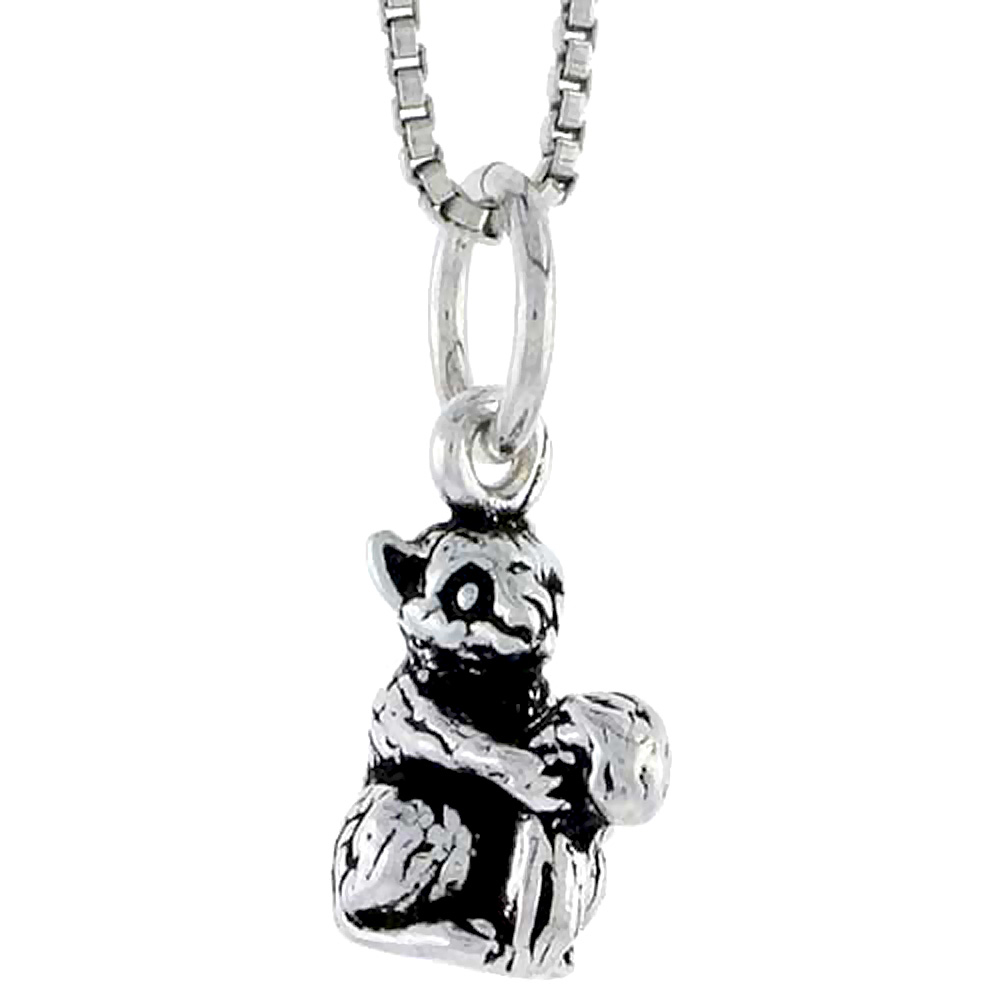 Sterling Silver Squirrel Charm, 1/2 inch tall