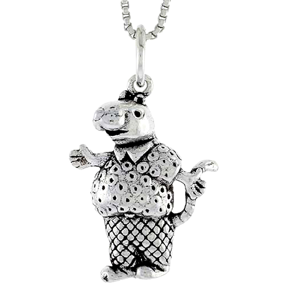 Sterling Silver Rat in Shirt & Trousers Charm, 3/4 inch tall