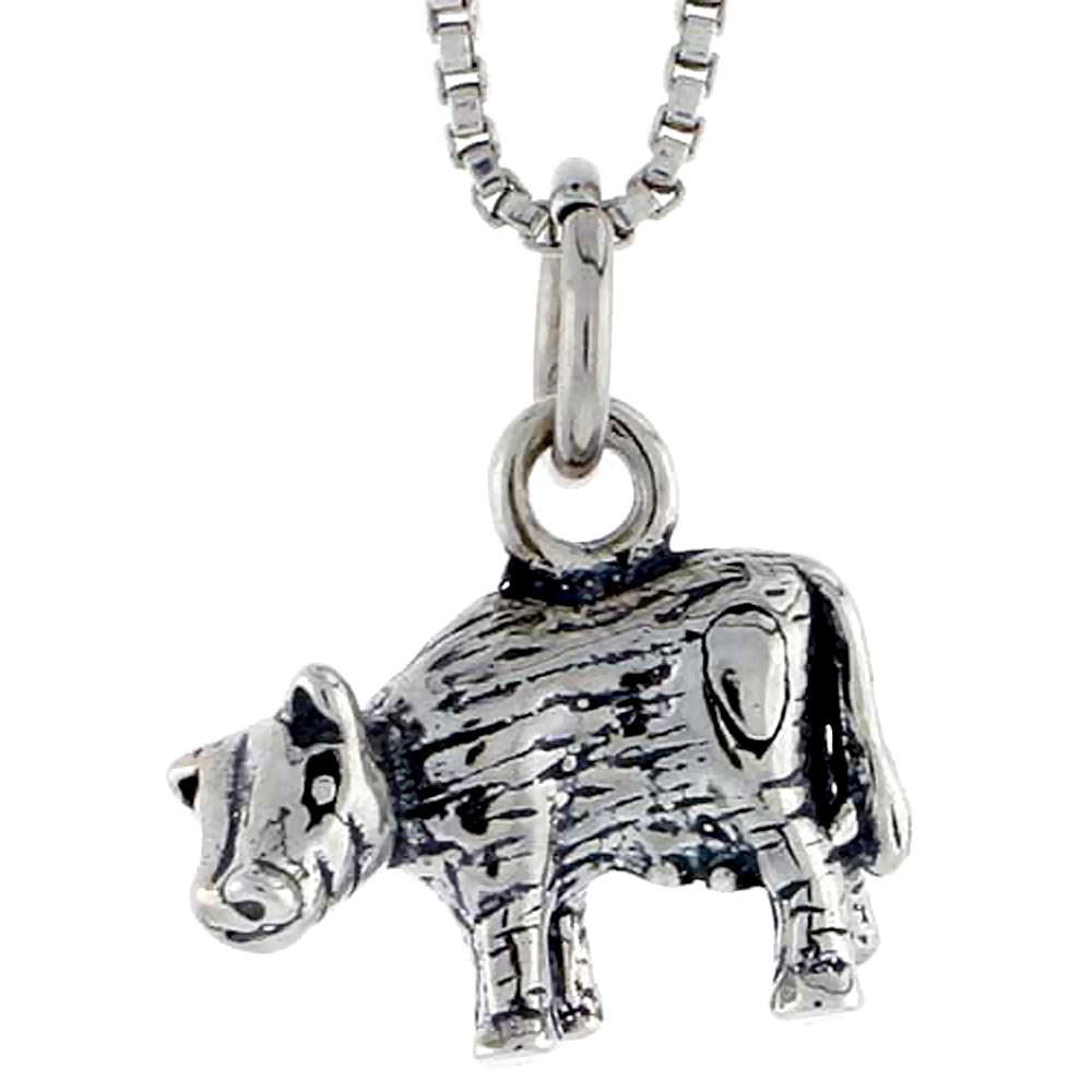 Sterling Silver Cow Charm, 1/2 inch wide