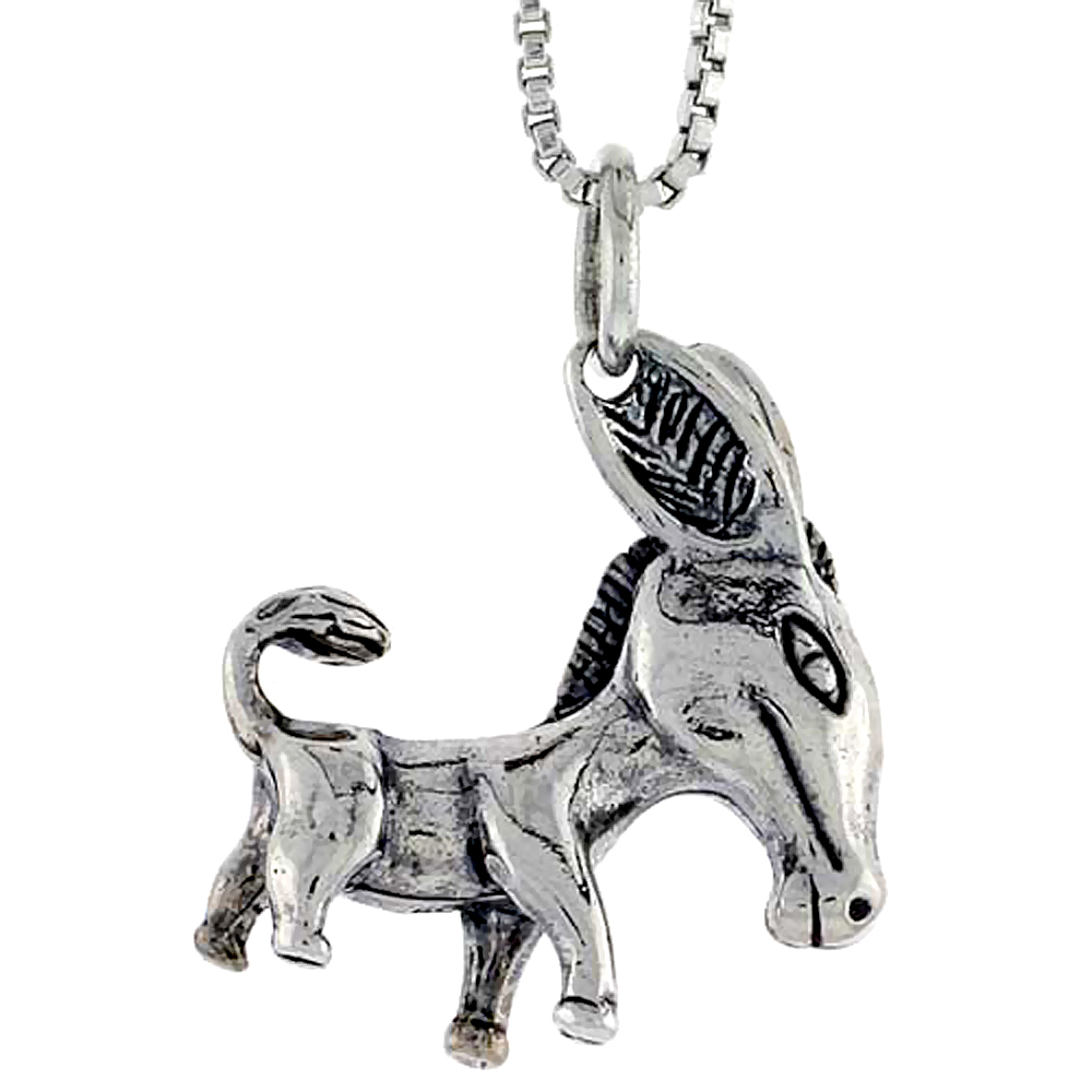 Sterling Silver Donkey Charm, 3/4 inch tall