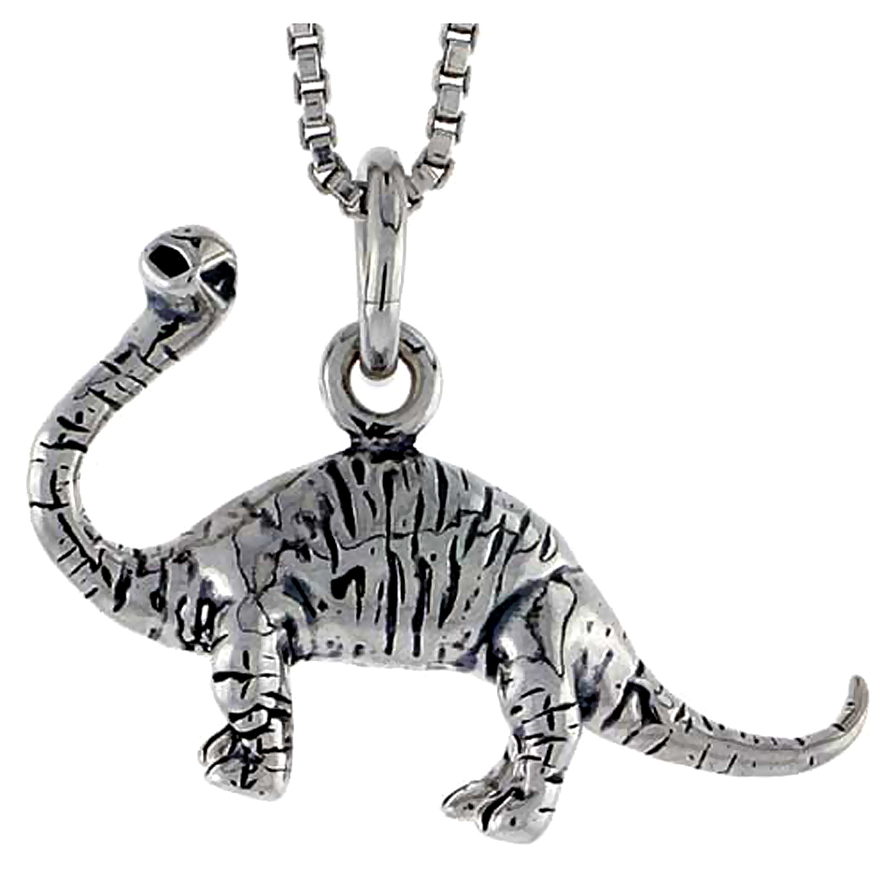 Sterling Silver Brontosaur Dinosaur Charm, 5/8 inch tall