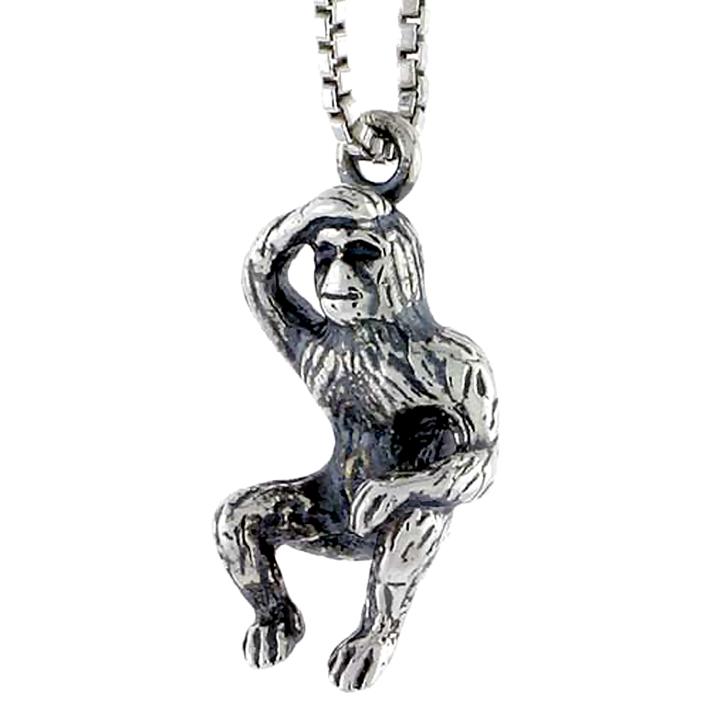 Sterling Silver Ape Charm, 3/4 inch tall