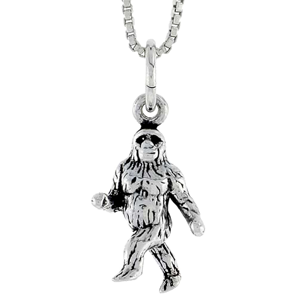 Sterling Silver Gorilla Charm, 5/8 inch tall