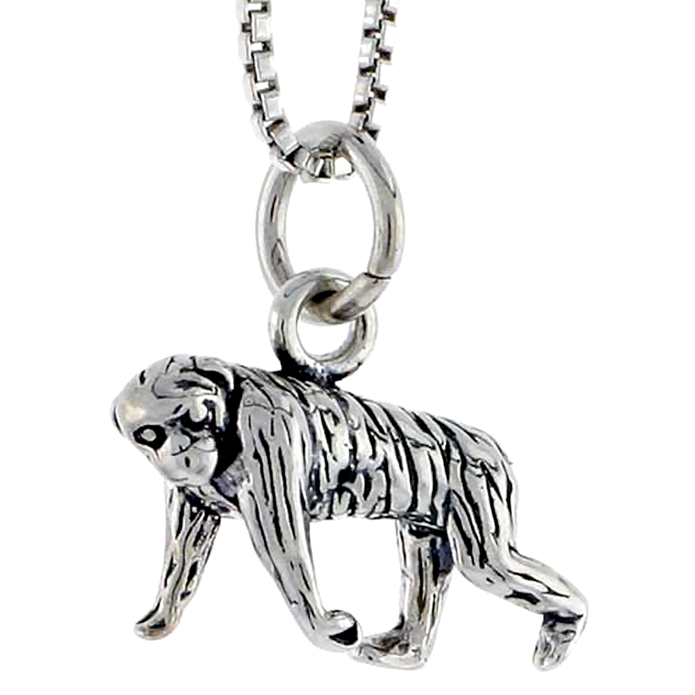 Sterling Silver chimpanzee Charm, 5/8 inch wide