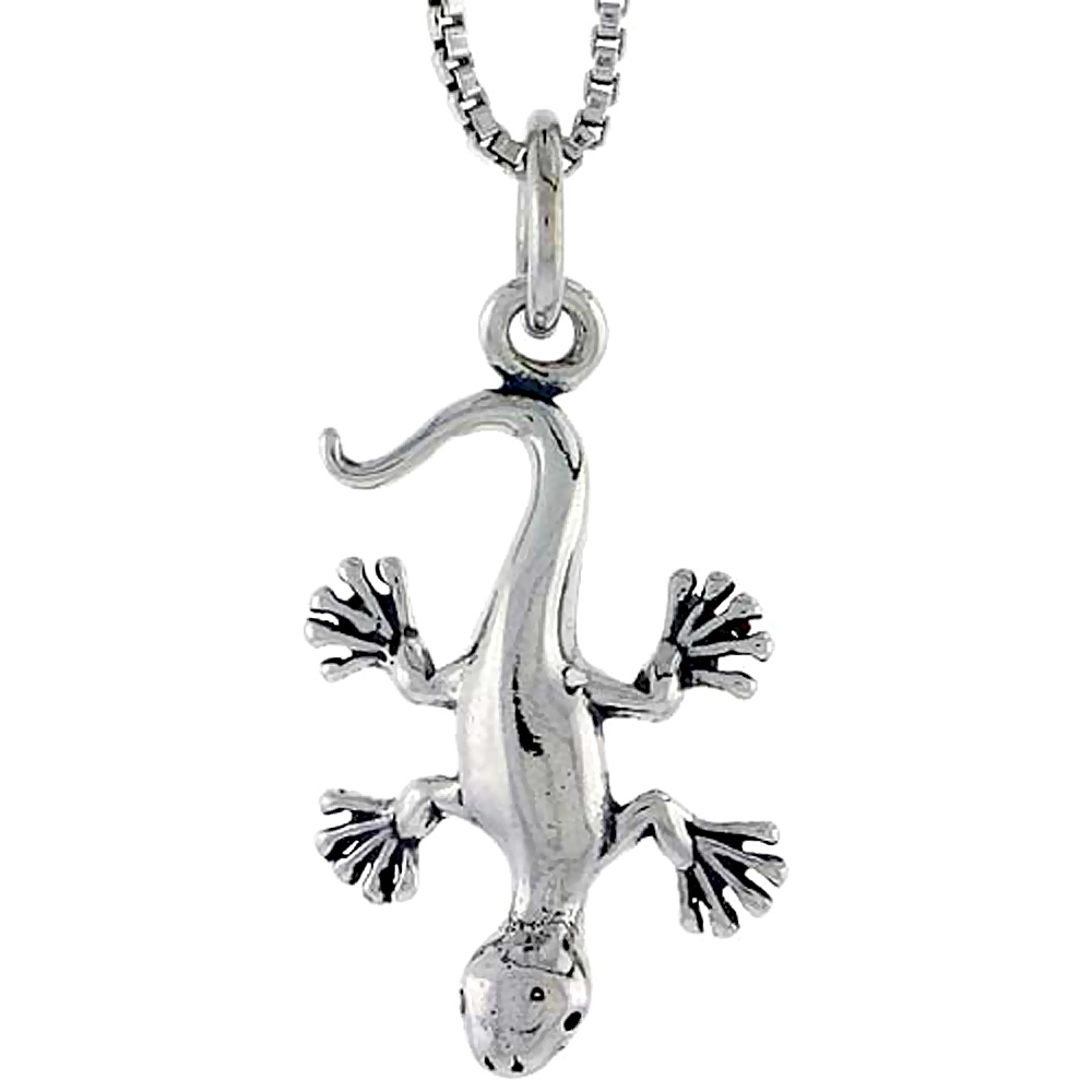 Sterling Silver Gecko Lizard Charm, 3/4 inch tall