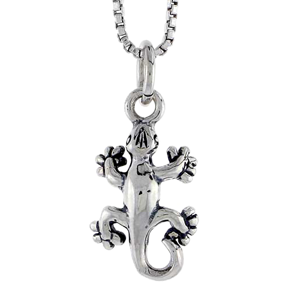 Sterling Silver Gecko Lizard Charm, 5/8 inch tall