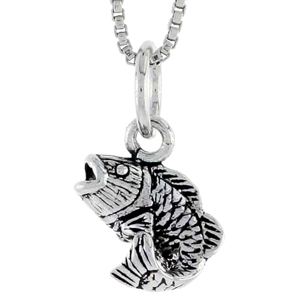 Sterling Silver Bass Fish Charm, 3/8&quot; tall