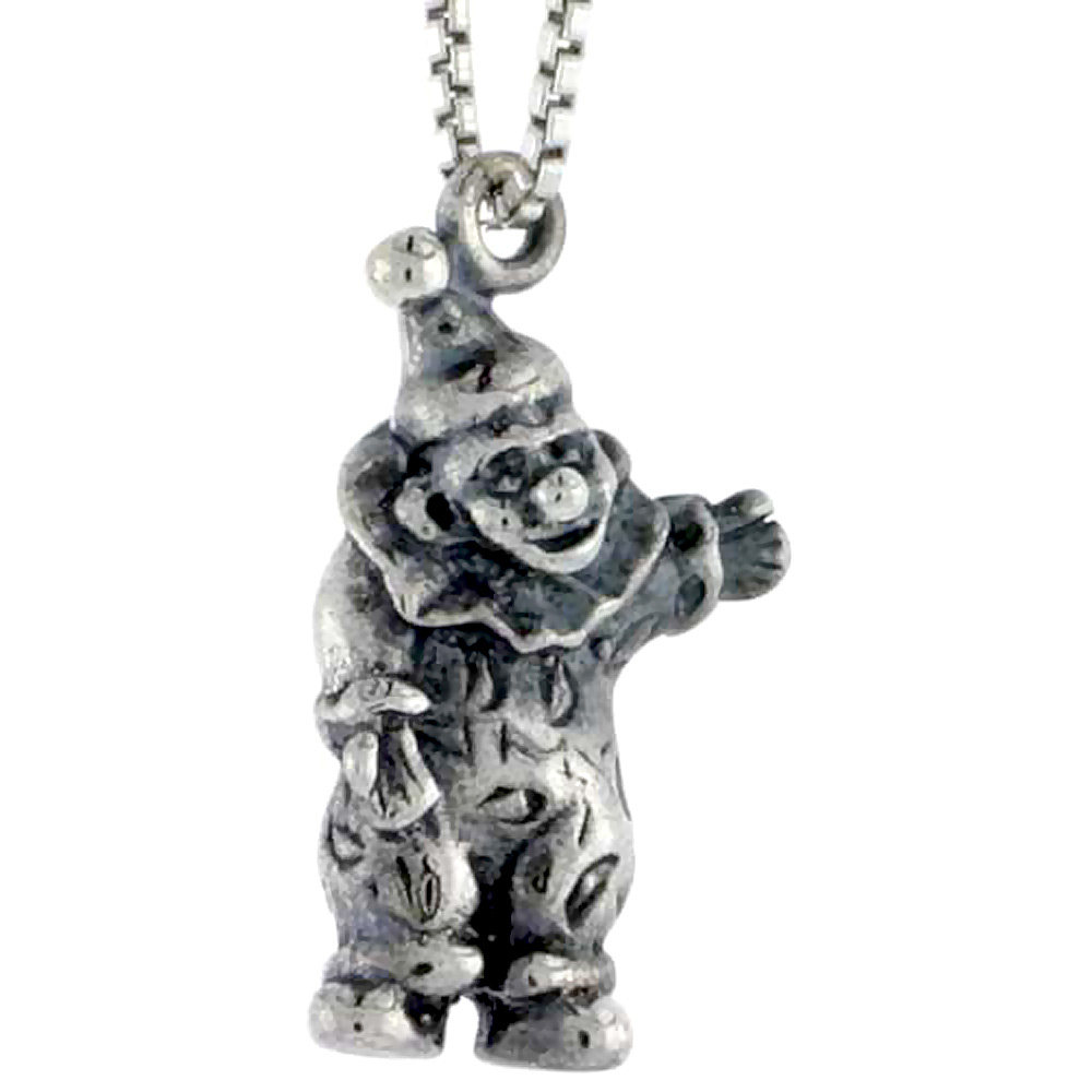 Sterling Silver Clown Charm, 3/4 inch tall