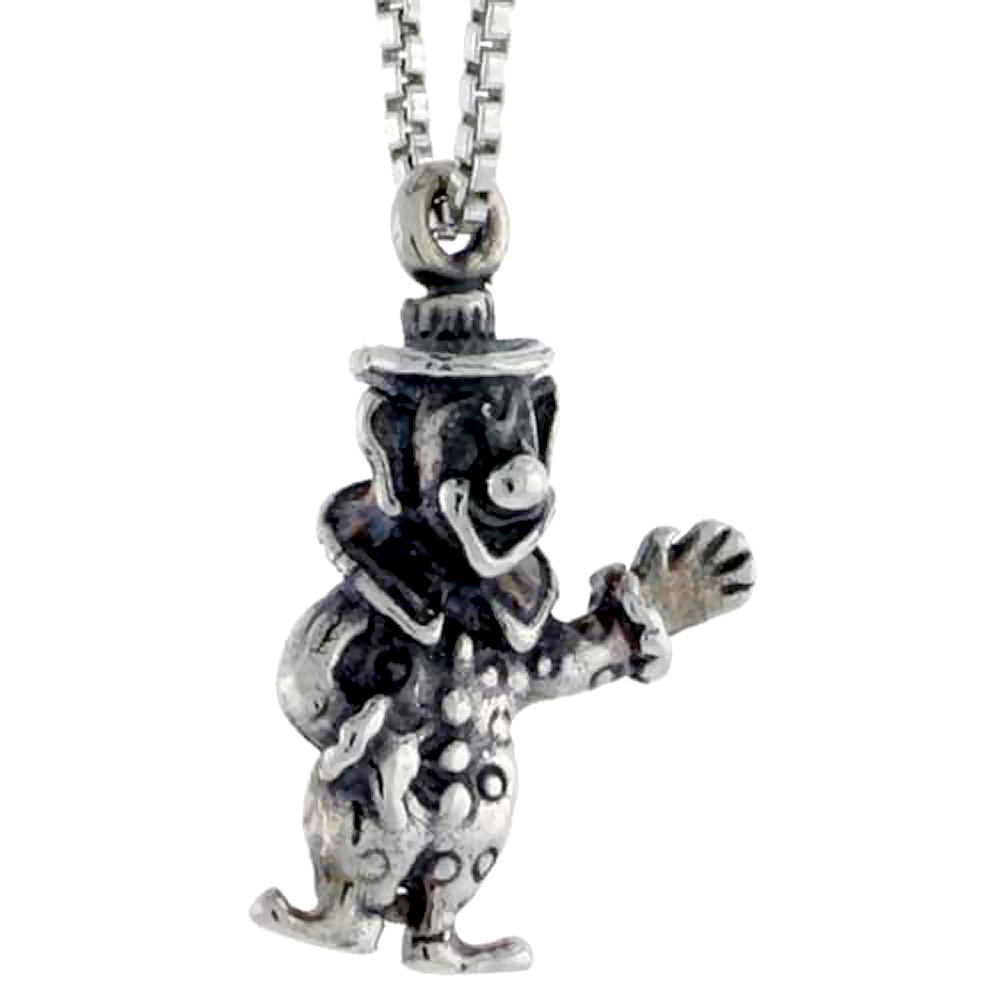 Sterling Silver Clown Charm, 3/4 inch tall