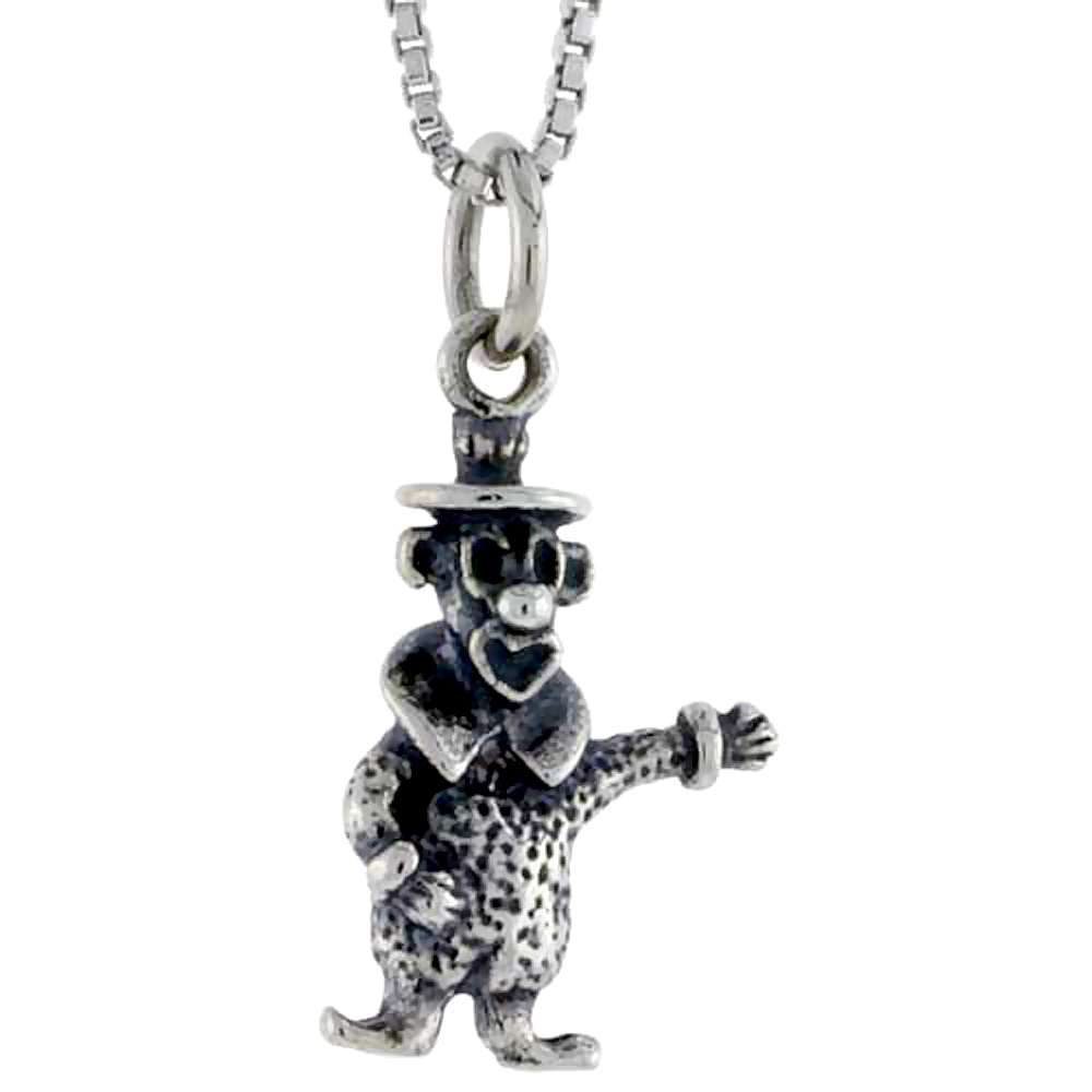 Sterling Silver Clown Charm, 3/4 inch tall