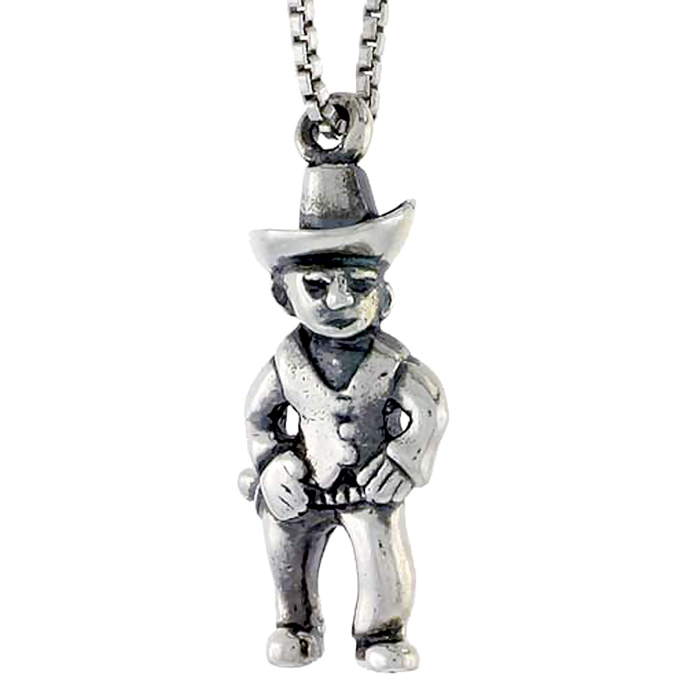 Sterling Silver Cowboy Charm, 3/4 inch tall