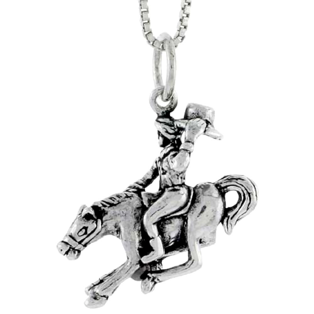 Sterling Silver Cowboy on a Horse Charm, 3/4 inch tall