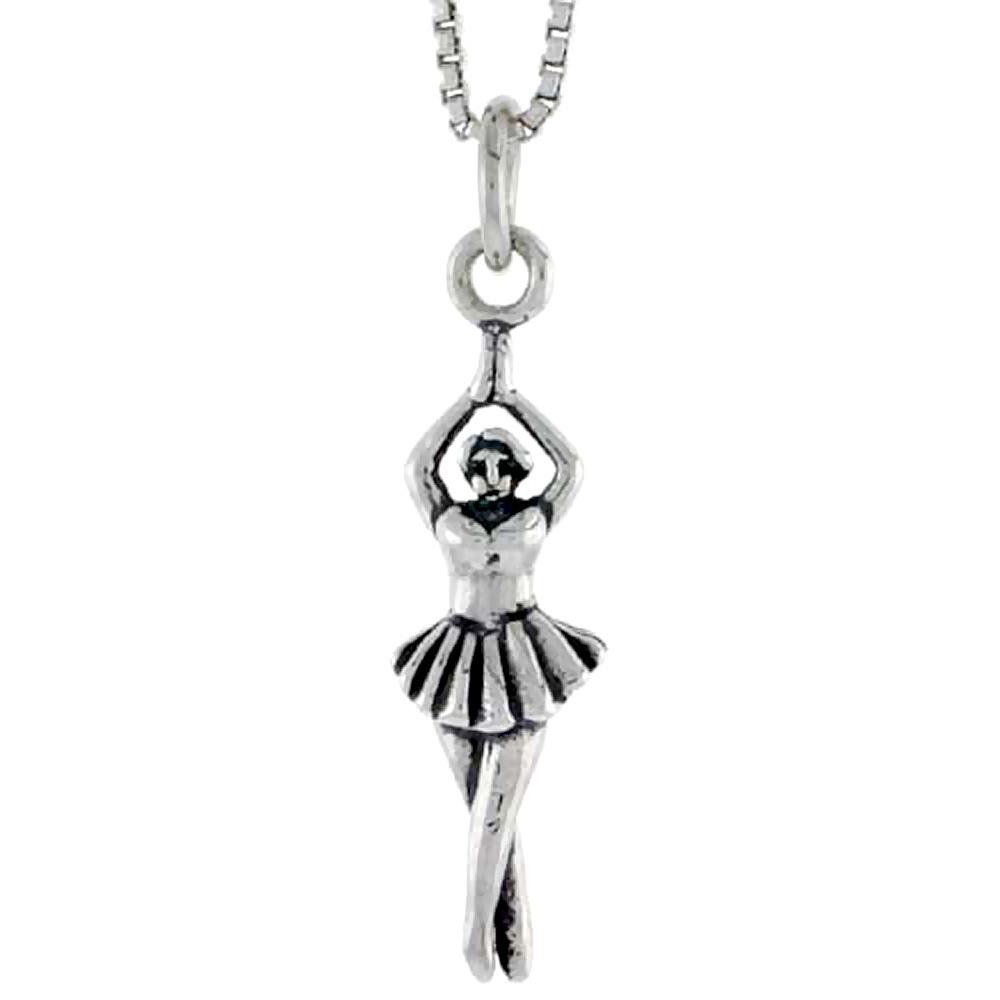 Sterling Silver Ballerina Charm, 1 inch tall