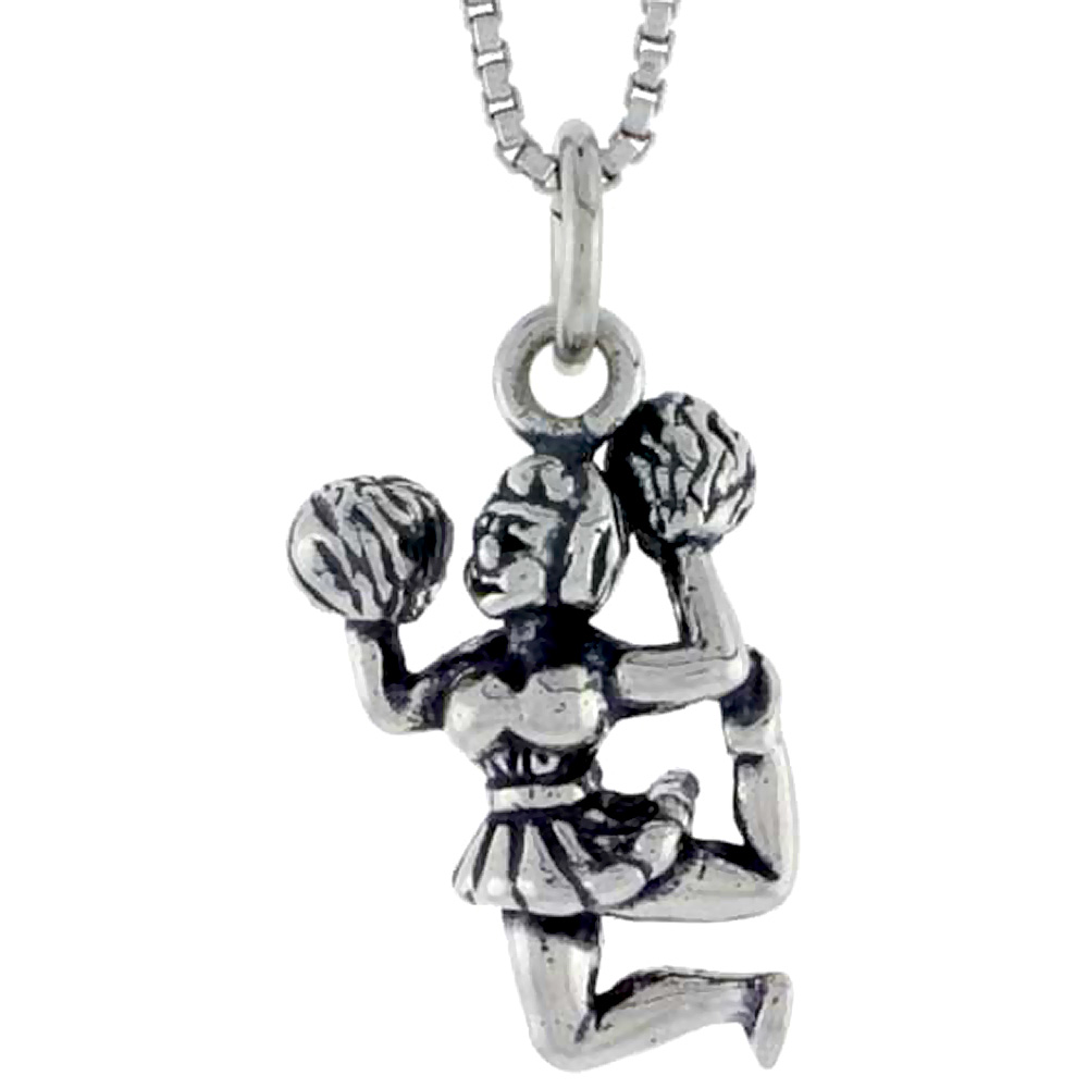 Sterling Silver Cheerleader Charm, 3/4 inch tall