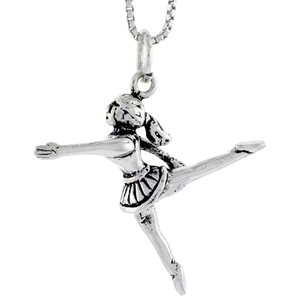 Sterling Silver Cheerleader Charm, 1 inch tall