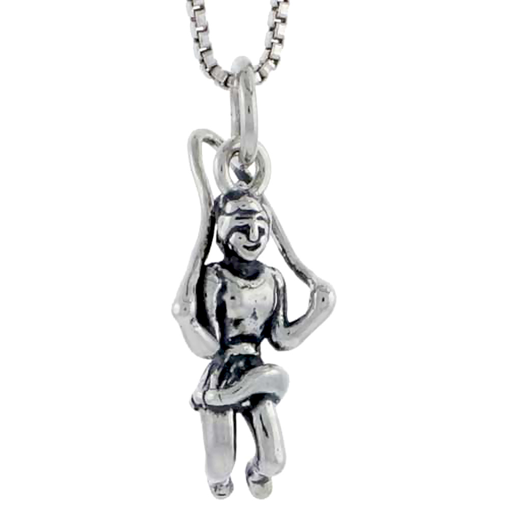 Sterling Silver Girl Playing Jump Rope Charm, 3/4 inch tall