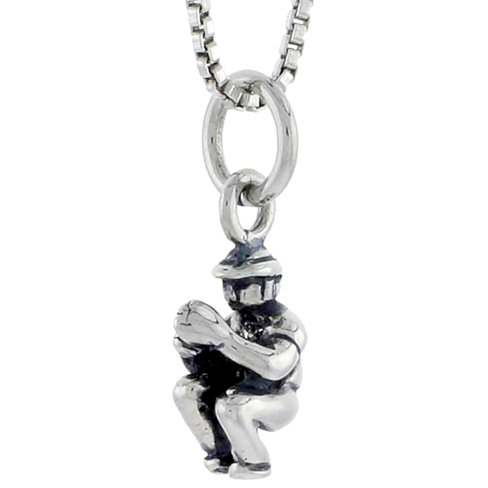 Sterling Silver Baseball Pitcher Charm, 1/2 inch tall