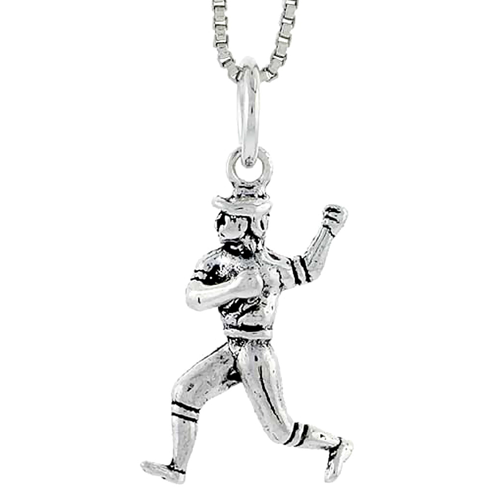 Sterling Silver Baseball Player Charm, 3/4 inch tall