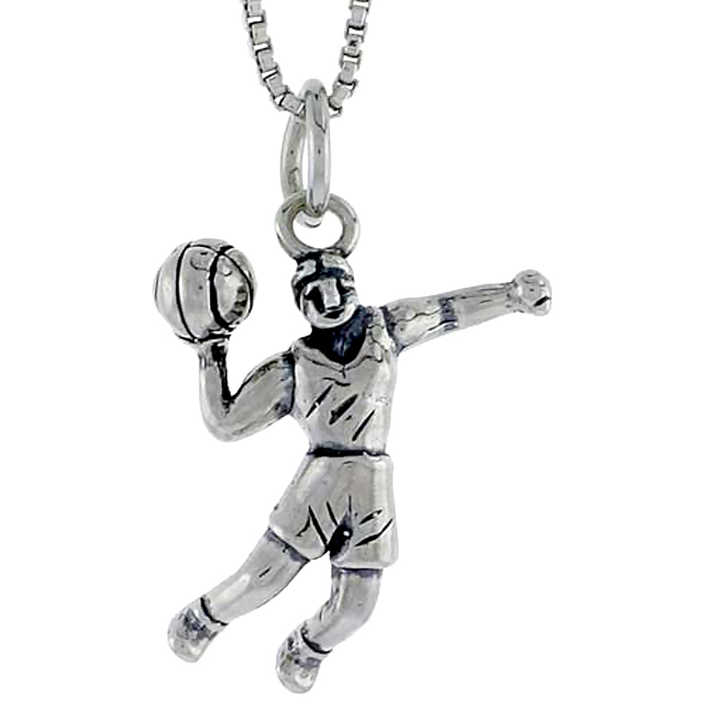 Sterling Silver Basketball Player Charm, 3/4 inch tall