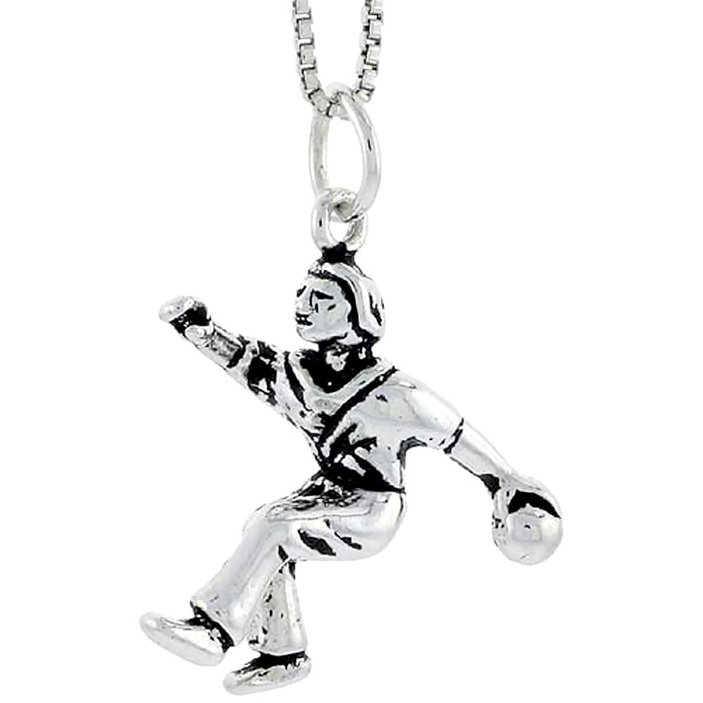 Sterling Silver Bowler Charm, 7/8 inch tall