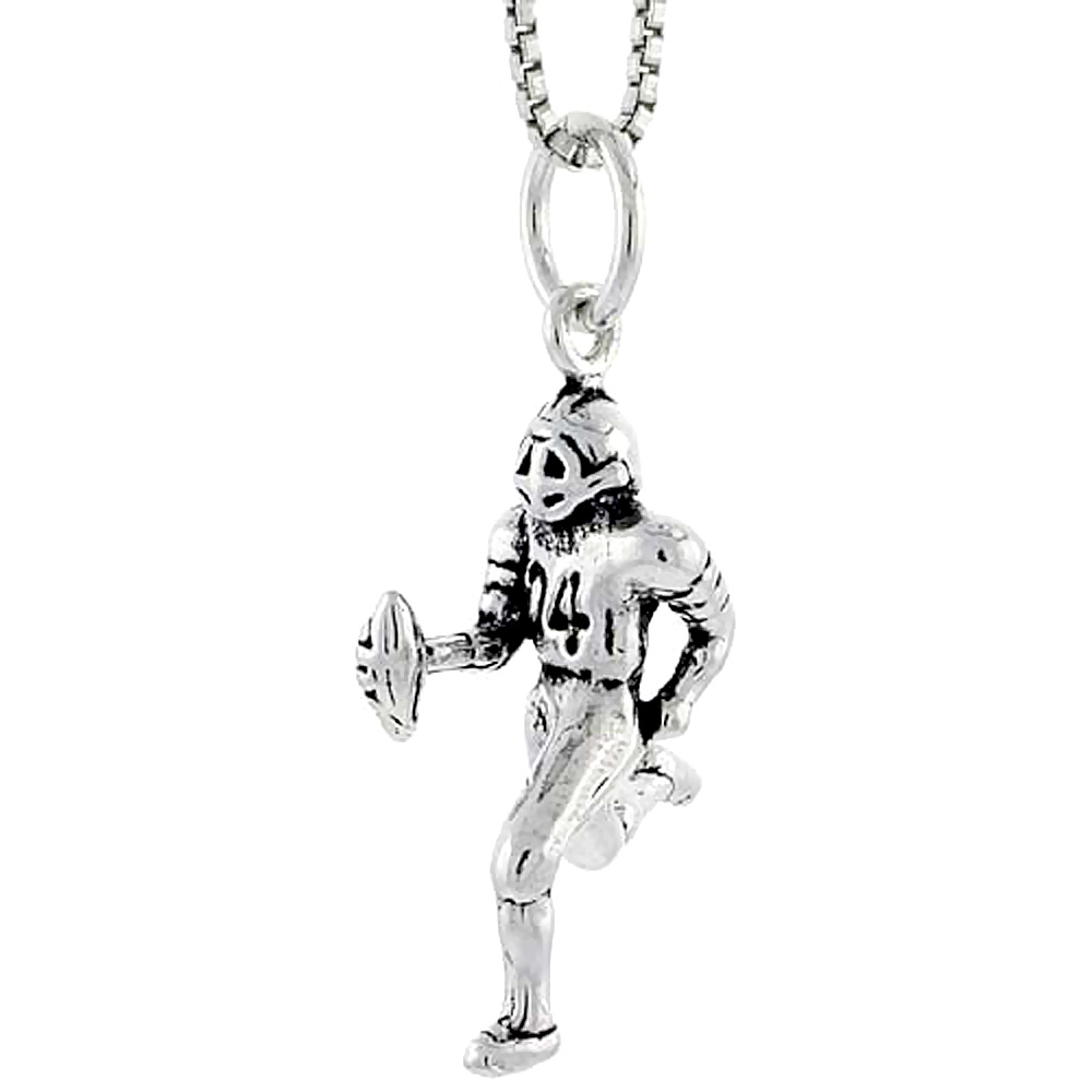 Sterling Silver Football Player Charm, 7/8 inch tall