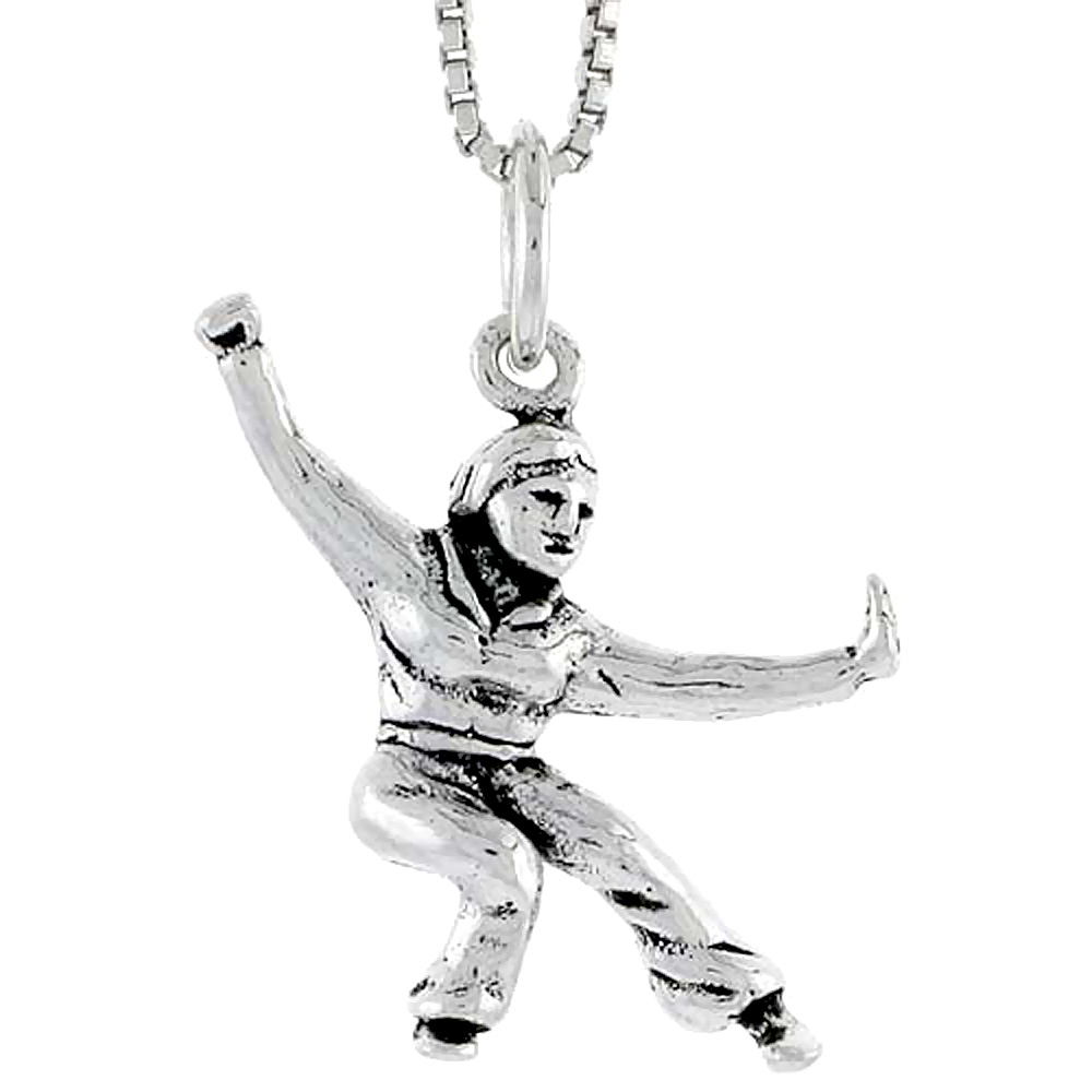 Sterling Silver Kung Fu Exhibitionist Charm, 7/8 inch tall