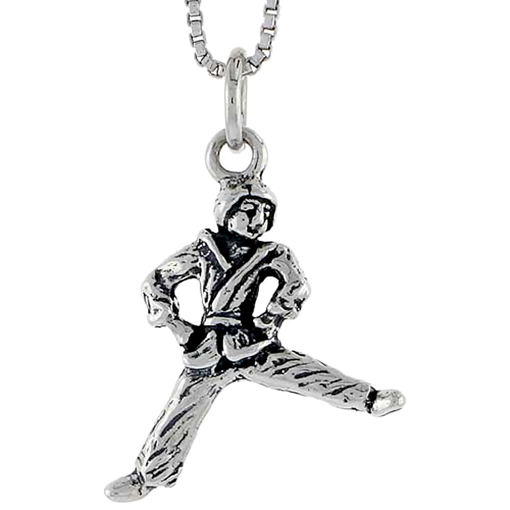 Sterling Silver Kung Fu Exhibitionist Charm, 3/4 inch tall