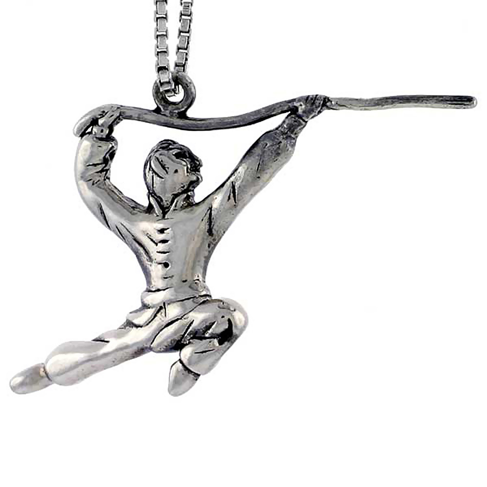 Sterling Silver Kung Fu Exhibitionist Charm, 7/8 inch tall