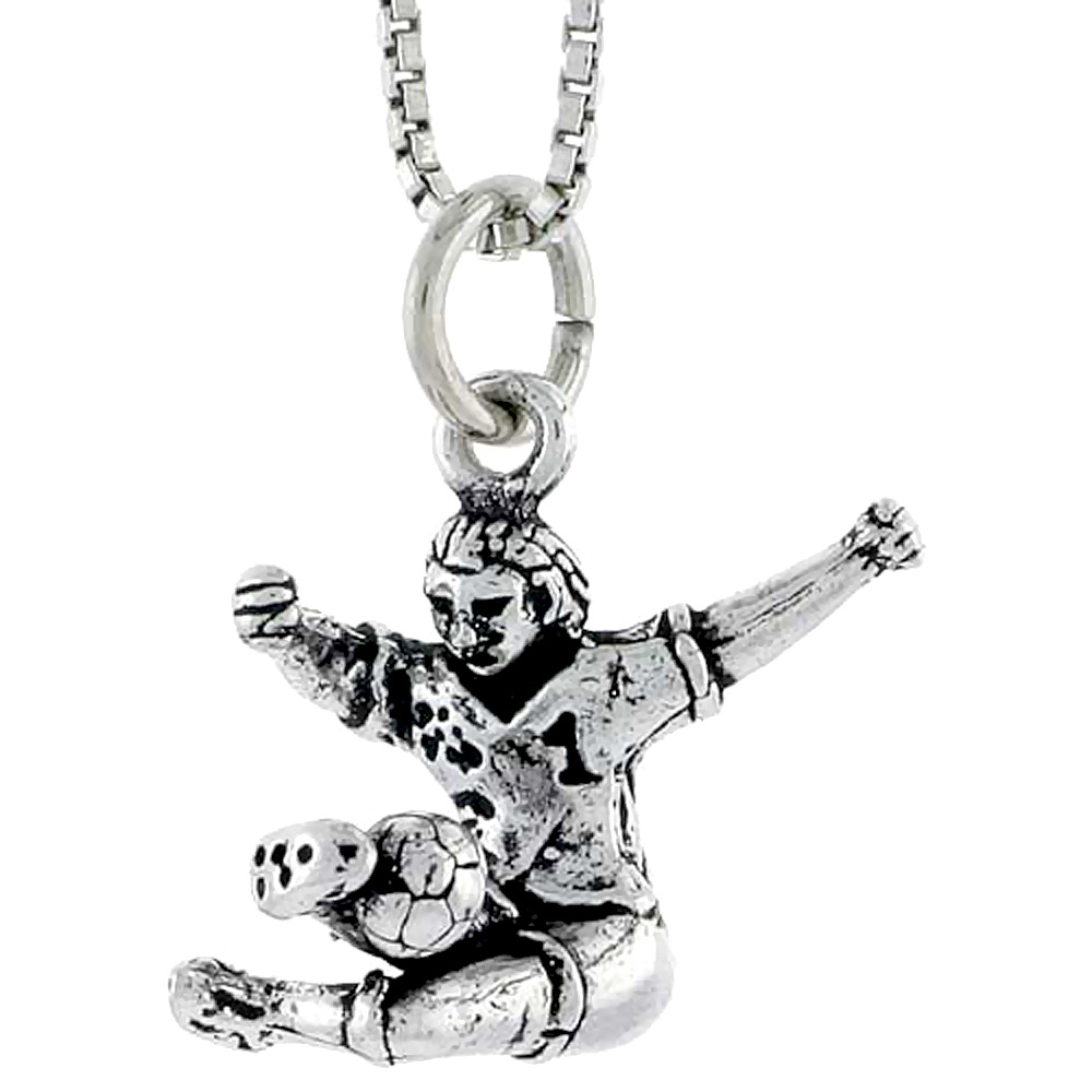 Sterling Silver Soccer Player in Action Charm, 1/2 inch tall