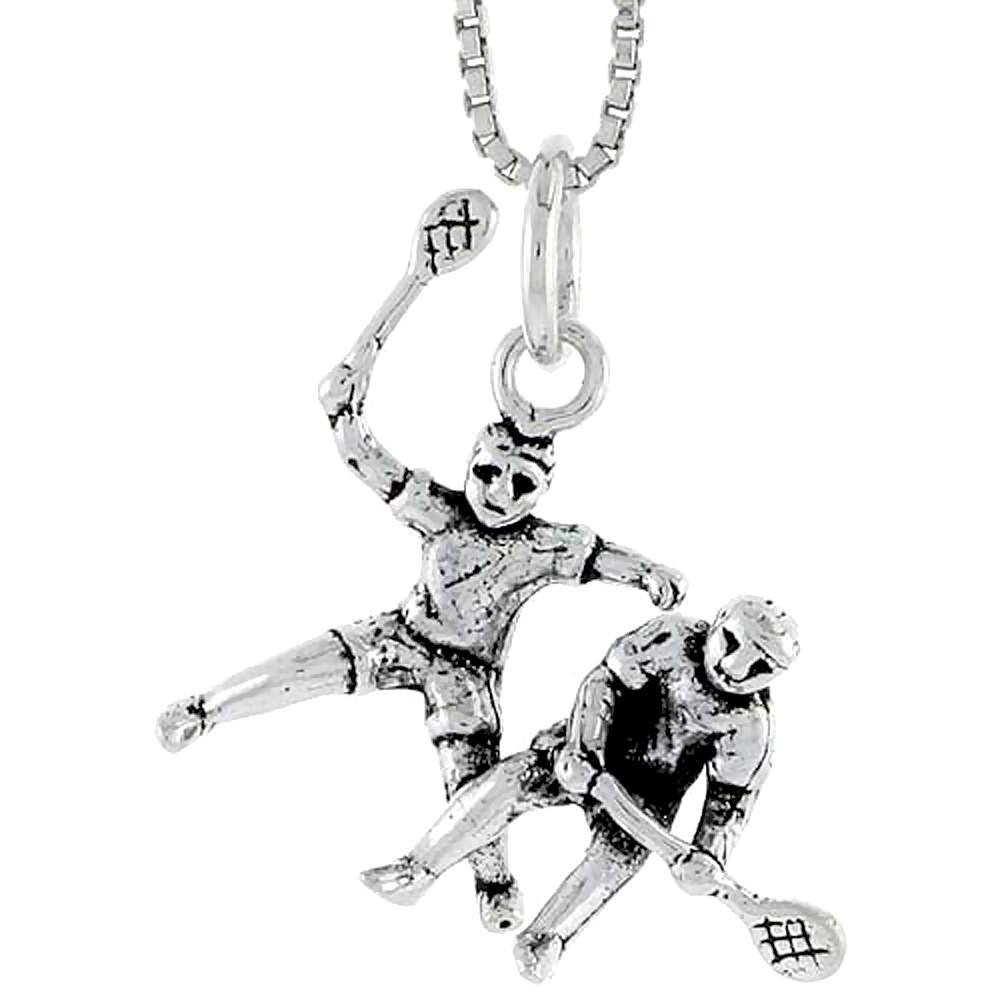 Sterling Silver Tennis Players Charm, 3/4 inch tall