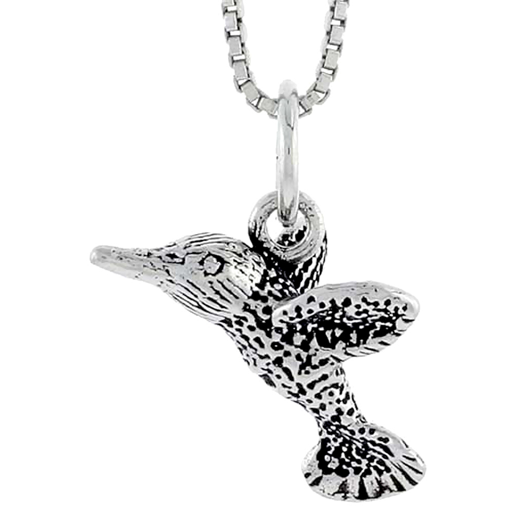 Sterling Silver Hummingbird Charm, 1/2 inch