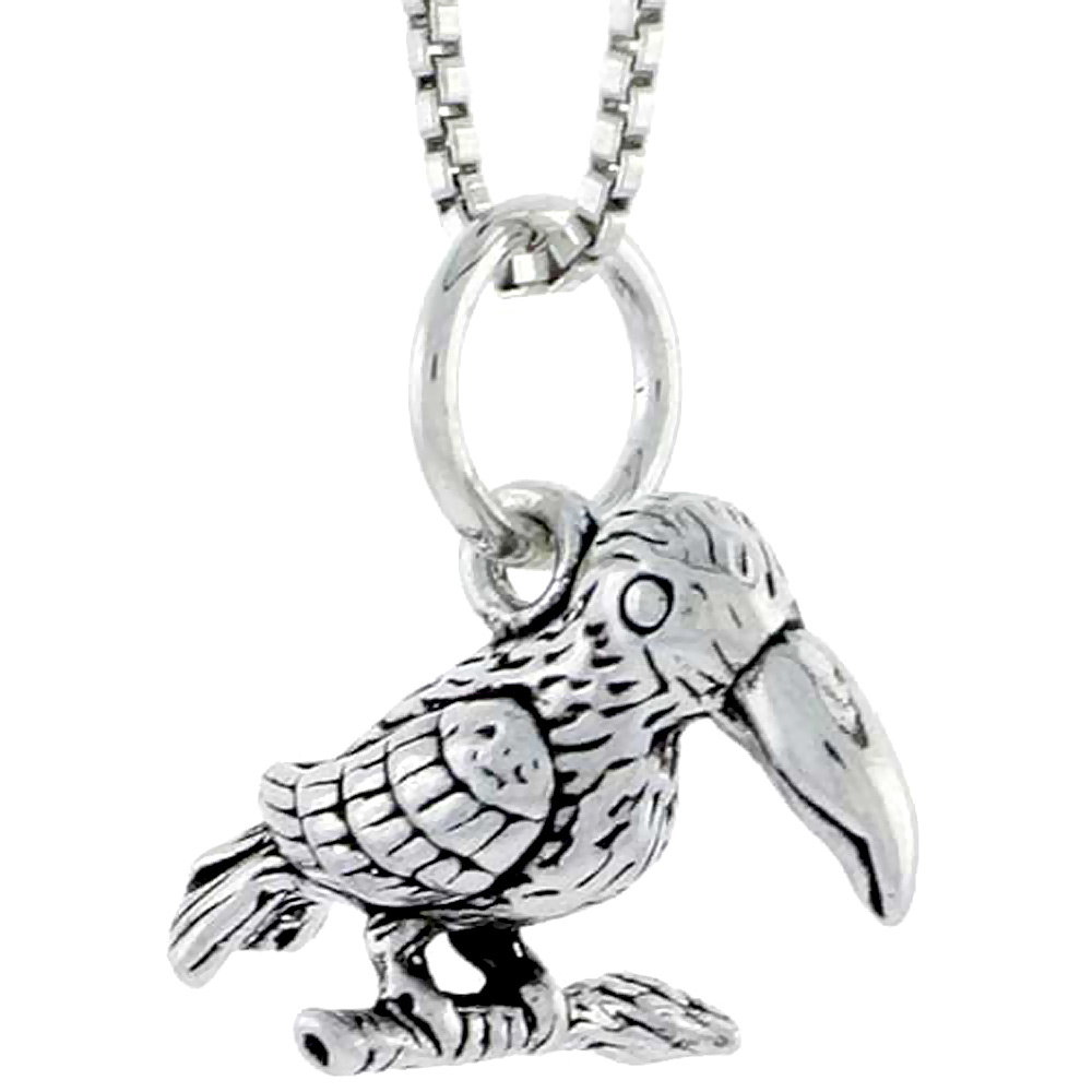 Sterling Silver Bird Charm, 1/2 inch tall