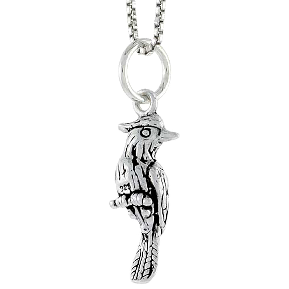 Sterling Silver Bird Charm, 3/4 inch tall