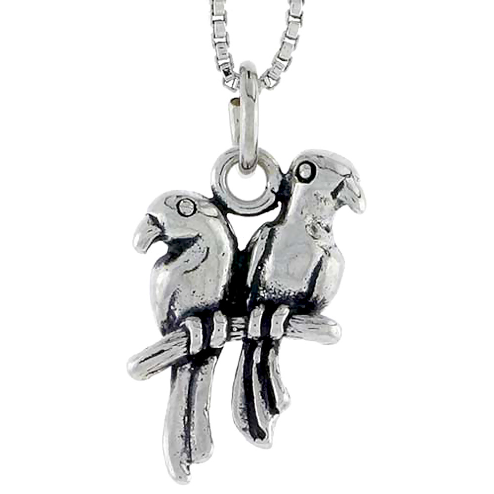 Sterling Silver Love Birds Charm, 3/4 inch tall