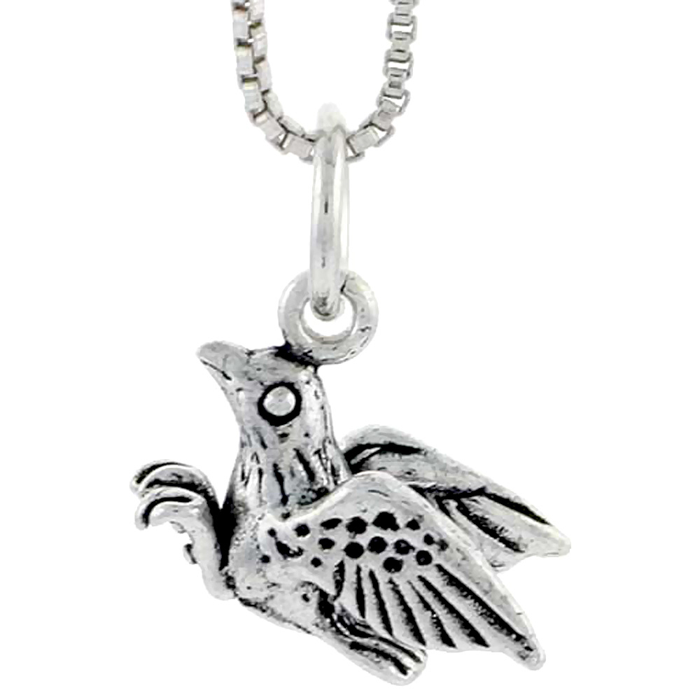 Sterling Silver Bird Charm, 1/2 inch tall