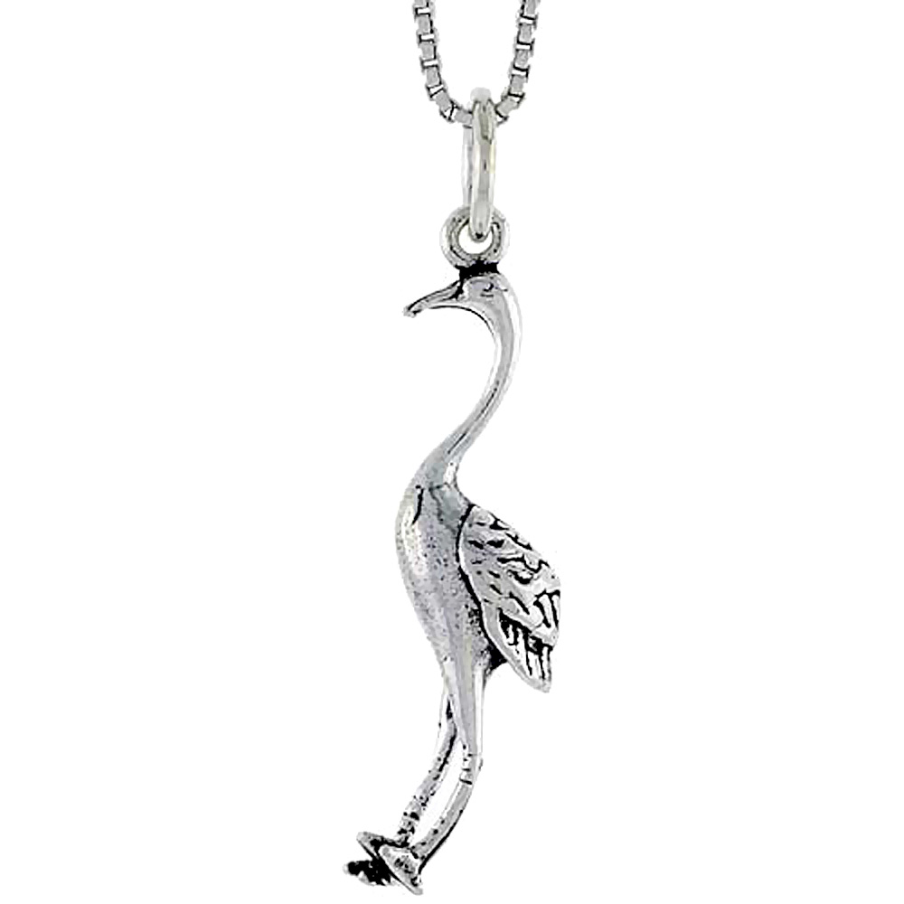 Sterling Silver Ostrich Charm, 1 1/4 inch tall