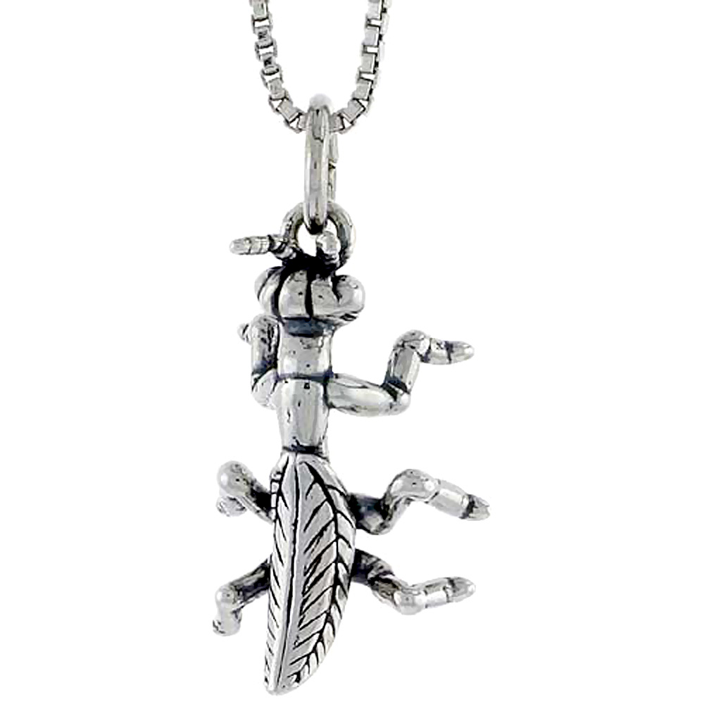 Sterling Silver Mantis Charm, 3/4 inch tall