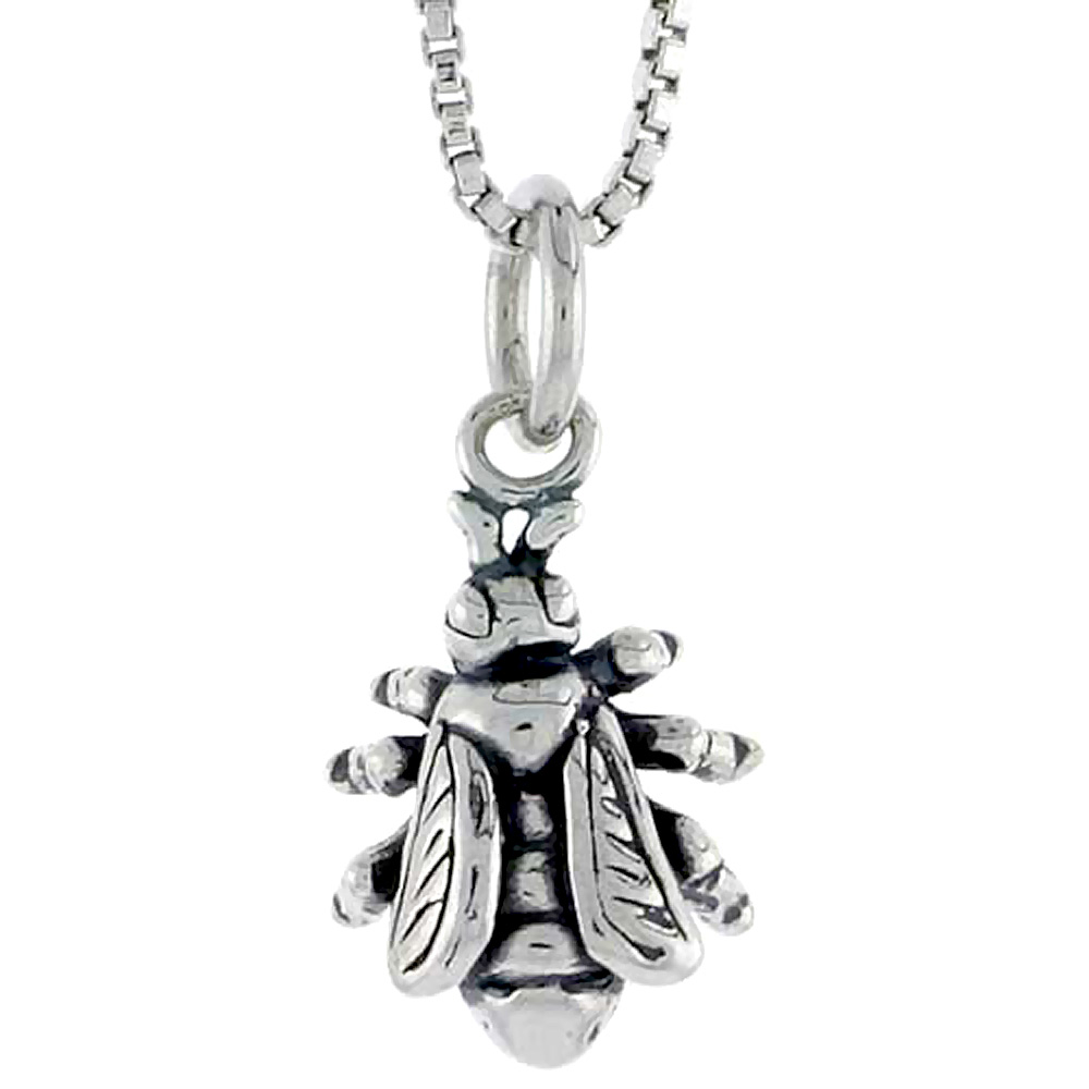 Sterling Silver Fly Charm, 1/2 inch tall