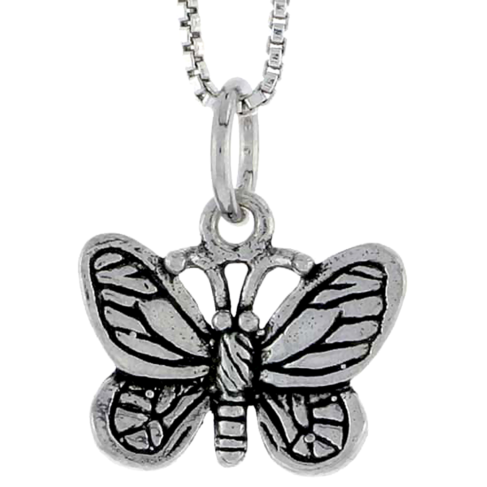 Sterling Silver Butterfly Charm, 1/2 inch tall