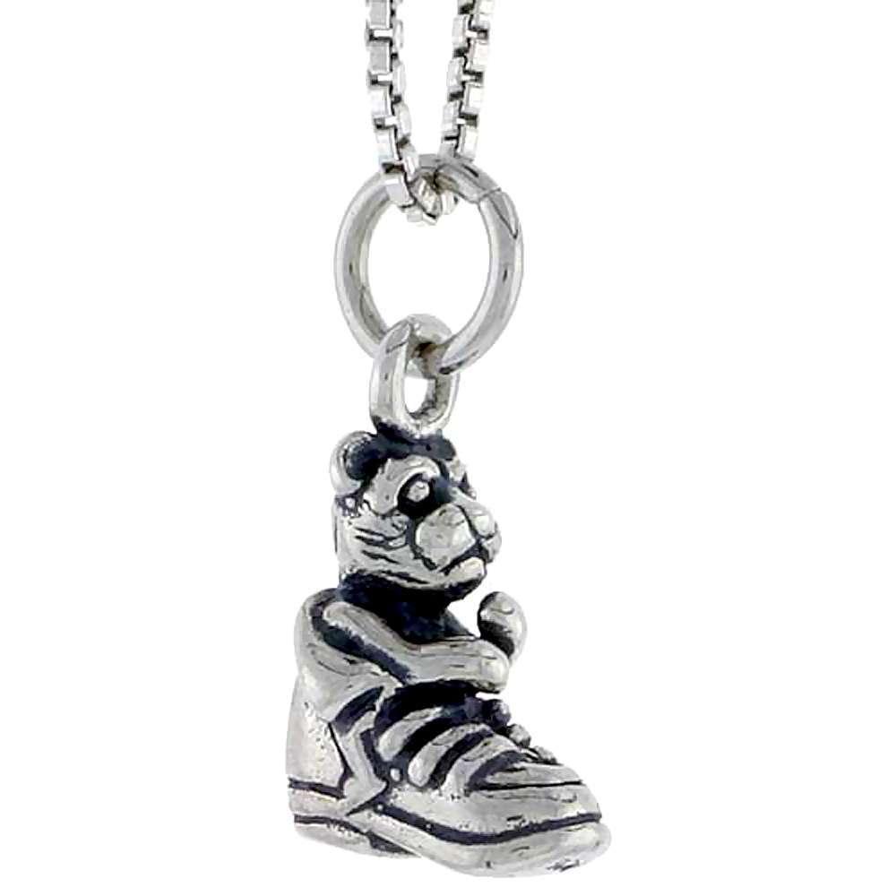 Sterling Silver Shoe w/ Bear Charm, 1/2 inch tall