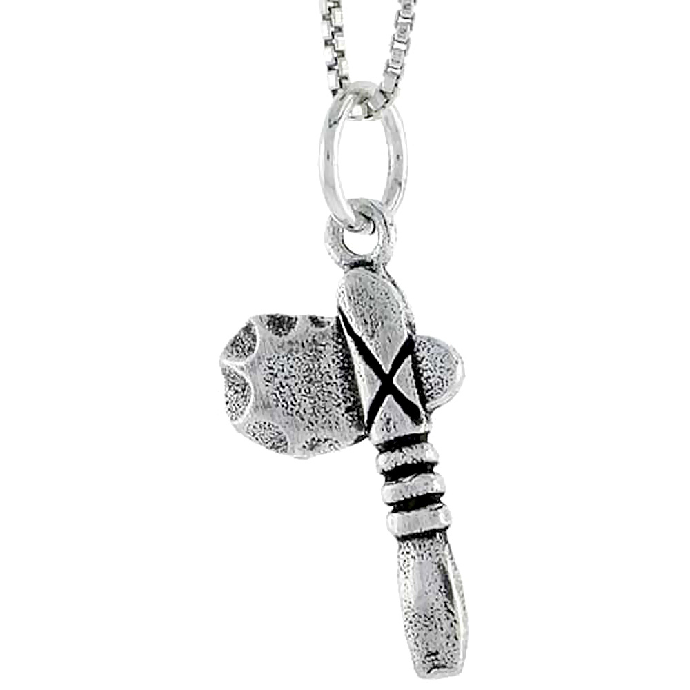 Sterling Silver Stone Tomahawk Charm, 3/4 inch tall