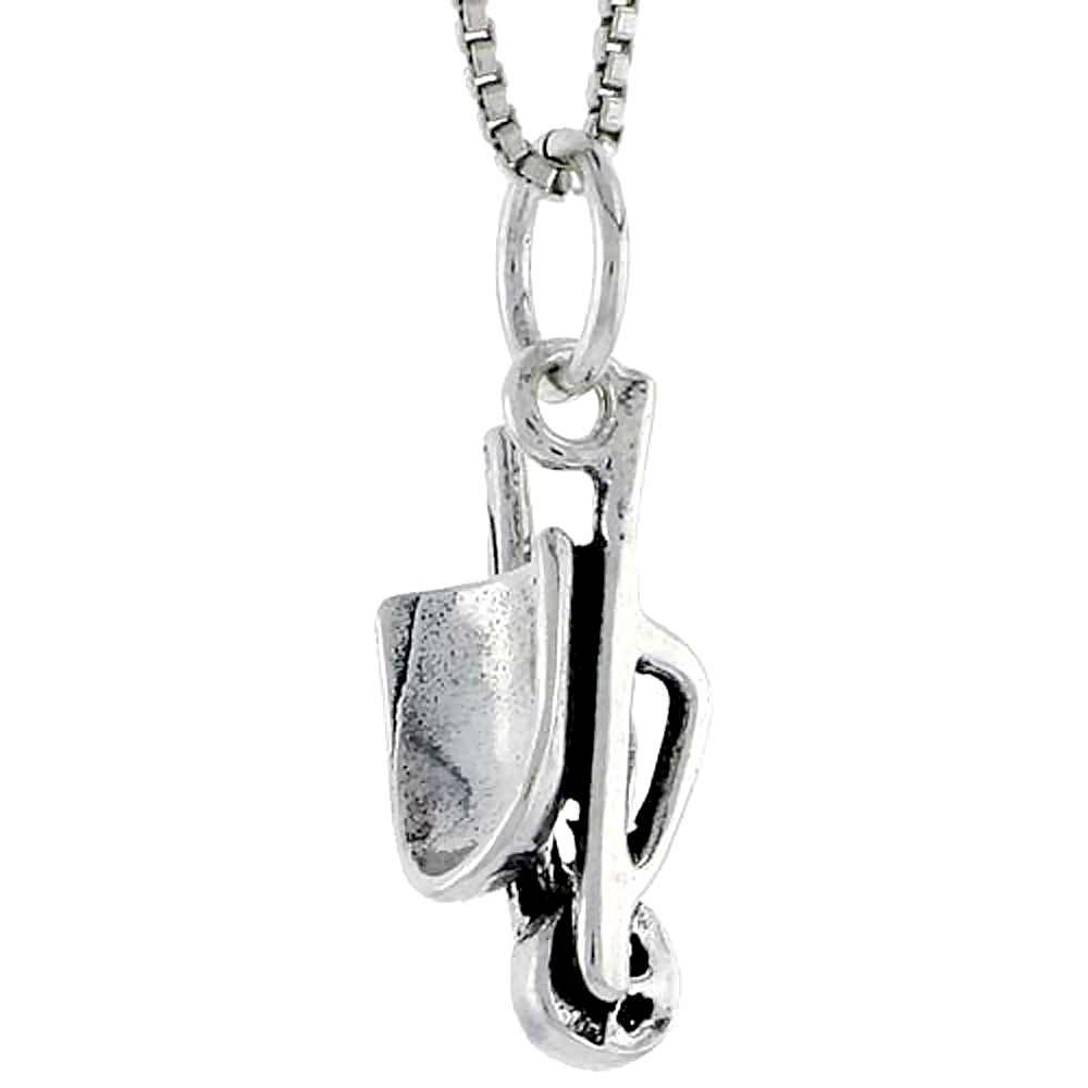 Sterling Silver Wheelbarrow Charm, 1/2 inch tall