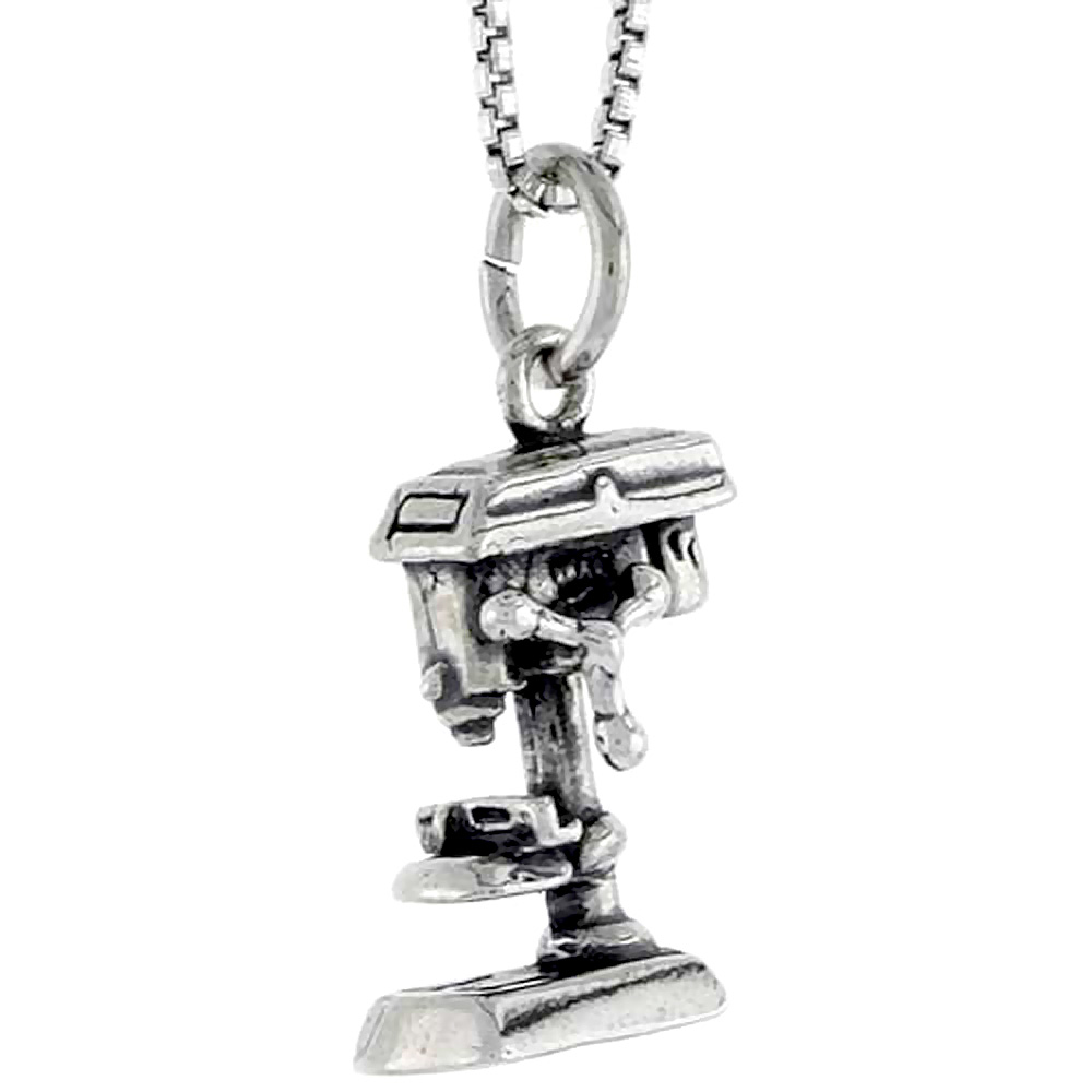 Sterling Silver Drill Press Charm, 5/8 inch tall