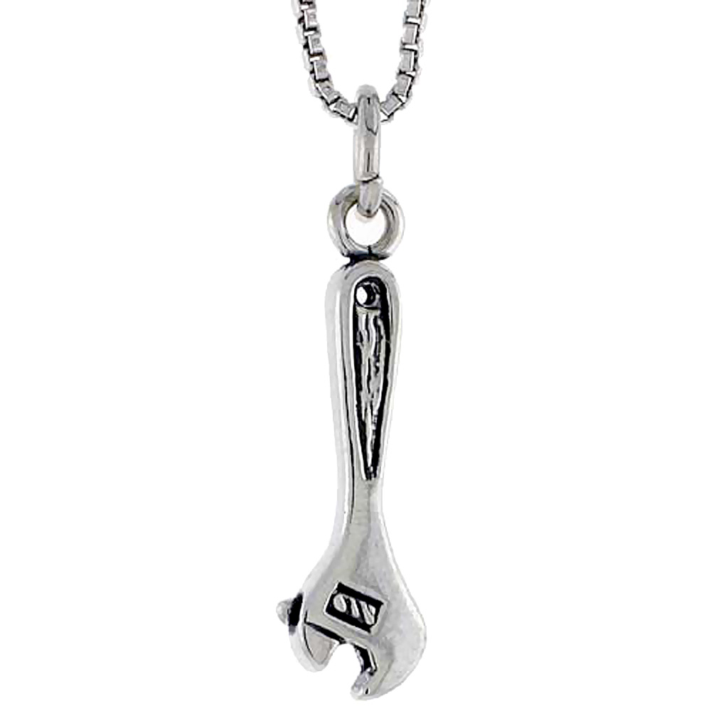 Sterling Silver Wrench Charm, 3/4 inch tall